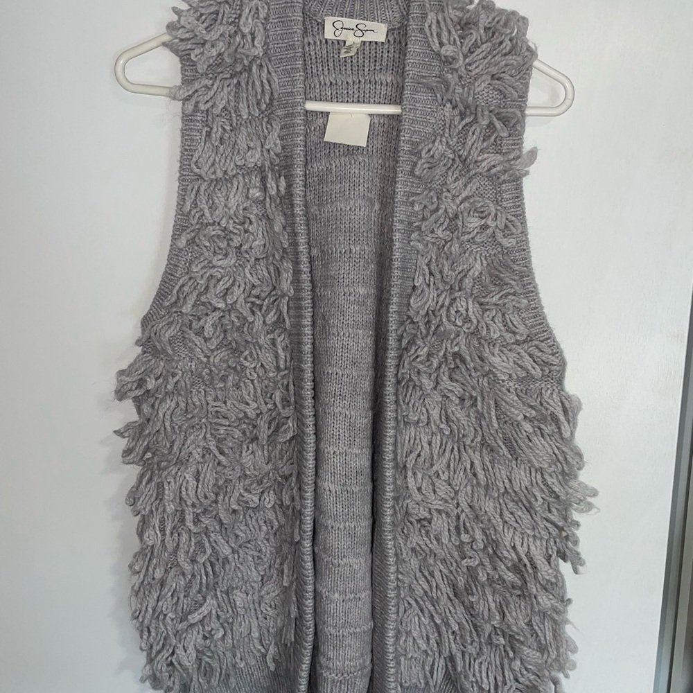 Gray Textured Knit Vest